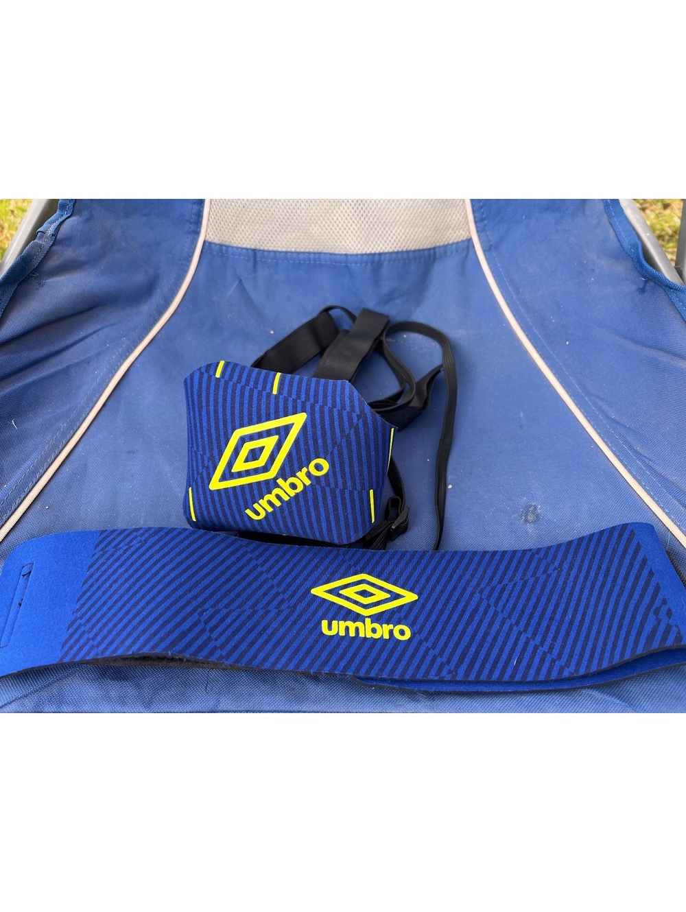 Umbro Blue and Yellow Adjustable Sports Support Belt and Harness Set